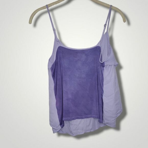 Kaari blue Up Cycled lavender ruffle flowy blouse tank top Small - Picture 4 of 6